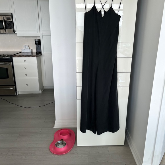 Zara Women's Jumpsuit Black Wide Leg Loose Breezy Strappy - Picture 2 of 4